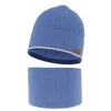 Herbst und Frühlingsset Jungen: Mütze und Schlauchschal, mit Baumwolle, Blau London