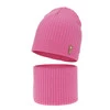 Herbst und Frühlingsset Mädchen: Mütze und Schlauchschal 100% extrafeine Merinowolle Rosa Chelsie