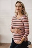 Umstands- und Stillbluse Milk Shirt, 7/8-Ärmel, gestreift mit Marineblau