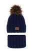 Winterset Jungen: Mütze und Schlauchschal mit Bommel Navy Blau Remes