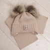 Winterset Mädchen: Mütze und Schal mit zwei Bommeln Beige Jazz