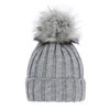 Wintermütze Damen mit Bommel Grau Mokka