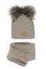 Winterset Mädchen: Mütze und Schal mit zwei Bommeln Beige Zenda