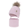 Winterset Mädchen: Mütze und Schlauchschal, Winter, lila, mit Bommel, Primula