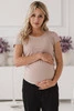  Umstands- und Stillbluse Milk Shirt, kurze Ärmel, beige