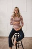Umstands- und Stillbluse Milk Shirt, 7/8-Ärmel, gestreift mit Marineblau