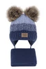Winterset Jungen: Mütze und Schal mit zwei Bommeln Blau Platon