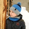Winterset Jungen: Mütze und Schlauchschal mit Bommel Navy Blau Karson
