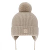 Wintermütze für Mädchen aus 100% extrafeiner Merinowolle, gefüttert mit Wollfleece in Beige Hakkari