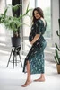Two Ways LONG Umstands- und Stillkleid, flaschengrün mit Zweigen