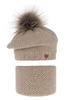 Winterset Mädchen: Mütze und Schlauchschal mit Bommel Beige Francesca