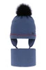 Winterset Jungen: Mütze und Schlauchschal mit Bommel Blau Burgund