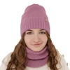 Winterset für Mädchen: Mütze und Schlauchschal aus Merinowolle in Violett Peggy