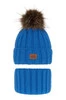 Winterset Jungen: Mütze und Schlauchschal mit Bommel Blau Remes