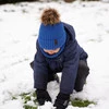 Winterset Jungen: Mütze und Schlauchschal mit Bommel Blau Puzel