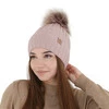 Wintermütze Damen mit Bommel Grau Loara