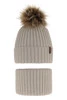 Winterset für Jungen: Mütze und Schlauchschal mit Bommel in Beige Onyks