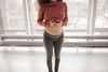  Umstandsleggings mit hoher Taille, dunkelgrau meliert