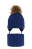 Winterset für Jungen: Mütze und Schlauchschal mit Bommel in Blau Indigo