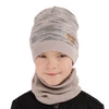 Herbst und Frühlingsset Jungen: Mütze und Schlauchschal, mit Baumwolle, Grau Carter