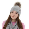 Wintermütze Damen mit Bommel Grau Katty