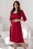 Lovely Dress Midi Umstands- und Stillkleid, 3/4 Ärmel, rot