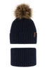 Winterset für Jungen: Mütze und Schlauchschal mit Bommel in Navy Blau Onyks