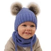 Winterset für Jungen: Mütze und Schlauchschal aus 100% extrafeiner Merinowolle in Navy Blau Konor