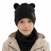 Herbst und Frühlingsset Jungen: Mütze und Schlauchschal Schwarz Cymes