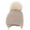 Wintermütze für Mädchen, beige, mit Merinowolle, Basma