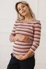 Umstands- und Stillbluse Milk Shirt, 7/8-Ärmel, gestreift mit Marineblau