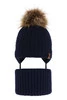 Winterset für Jungen: Mütze und Schlauchschal mit Bommel in Navy Blau Indigo