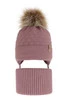 Winterset für Mädchen: Mütze und Schlauchschal mit Bommel in Rosa Egeria