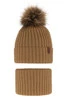 Winterset für Jungen: Mütze und Schlauchschal mit Bommel in Camel Onyks