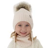 Winterset Mädchen: Mütze und Schlauchschal aus 100% extrafeiner Merinowolle in Beige Junika