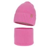 Winterset Mädchen: Mütze und Schlauchschal 100% extrafeine Merinowolle Rosa Nelita
