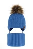 Winterset für Jungen: Mütze und Schlauchschal mit Bommel in Blau Indigo