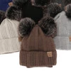 Winterset für Jungen: Mütze und Schlauchschal mit zwei Bommeln Beige Bilard
