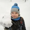 Winterset Jungen: Mütze und Schlauchschal mit Bommel Grau Karson
