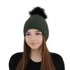 Wintermütze Damen mit Bommel Grün Xena