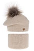 Winterset Mädchen: Mütze und Schlauchschal mit Bommel Beige Francesca