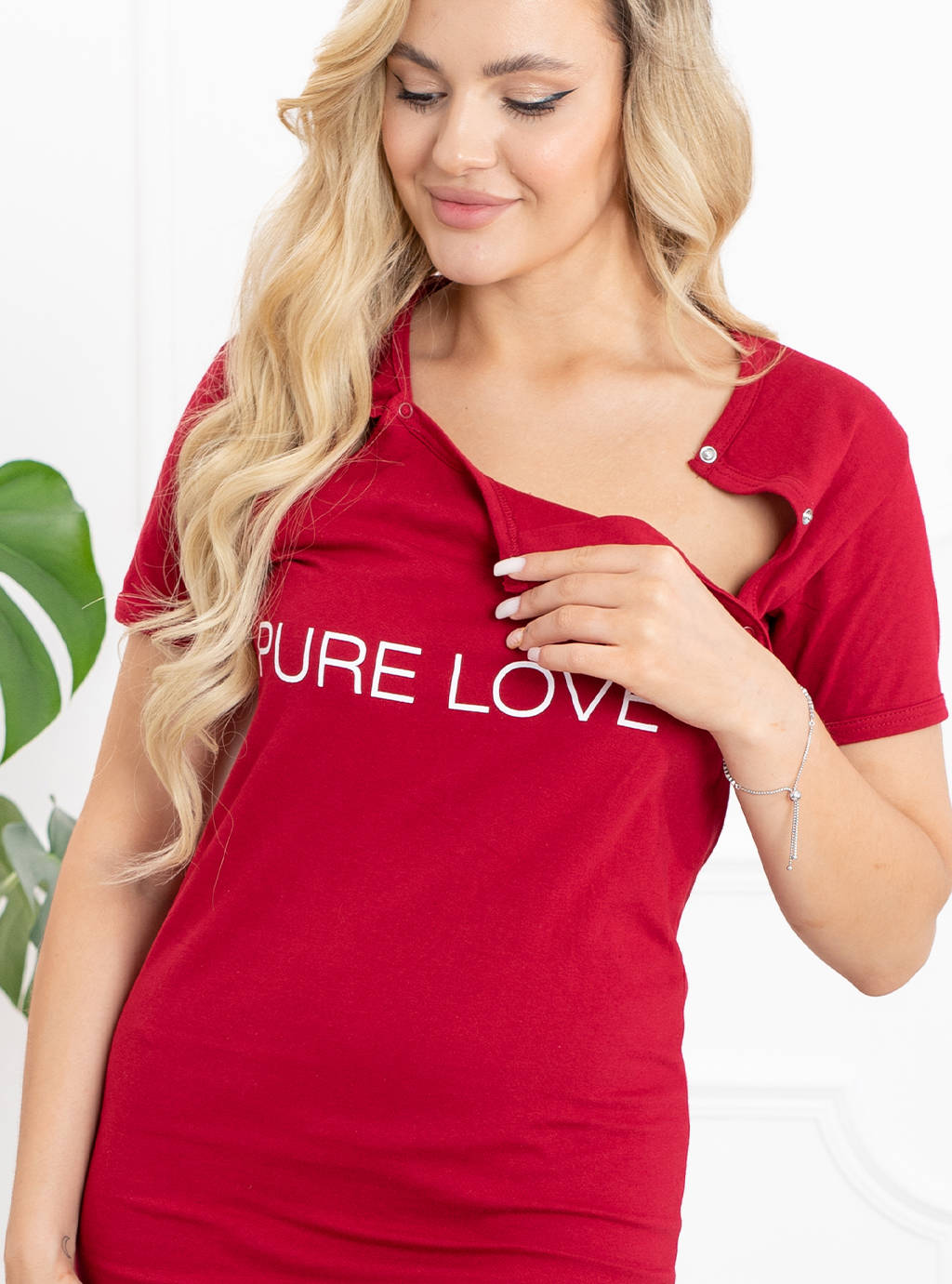 Koszula ciążowa PURE LOVE - bordowa