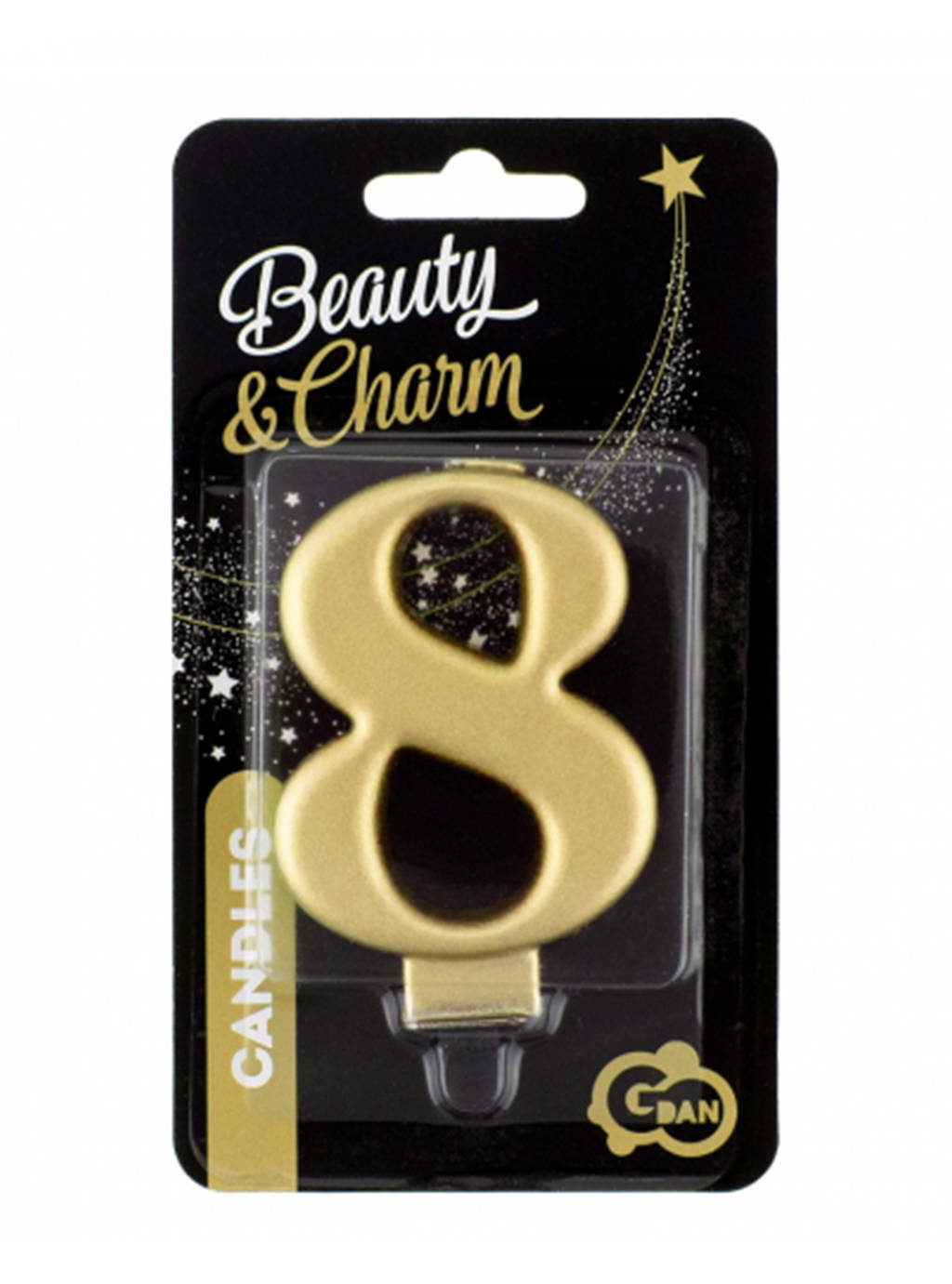 Świeczka B&C cyferka "8" - Gold metalik