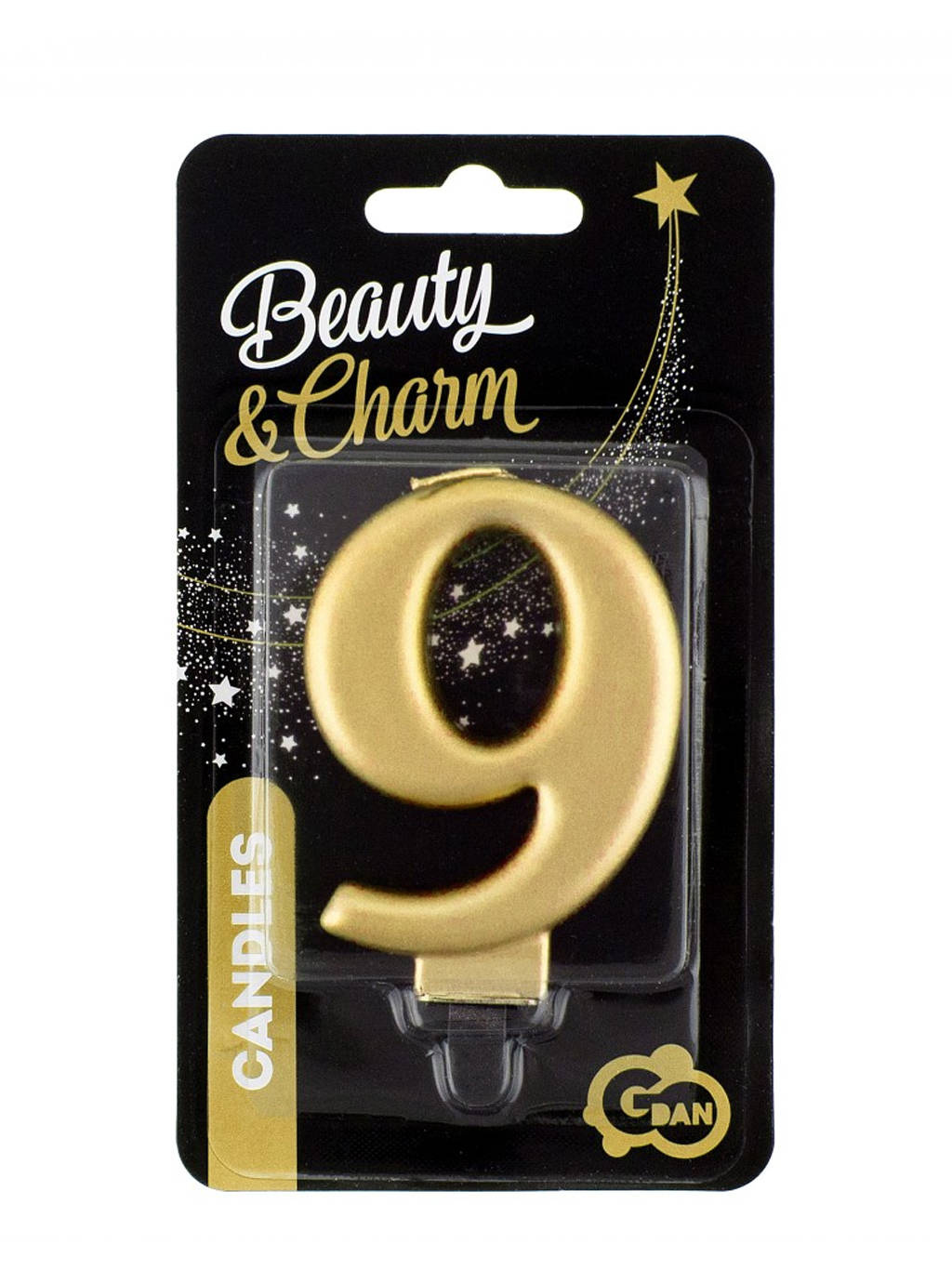 Świeczka B&C cyferka "9" - Gold metalik