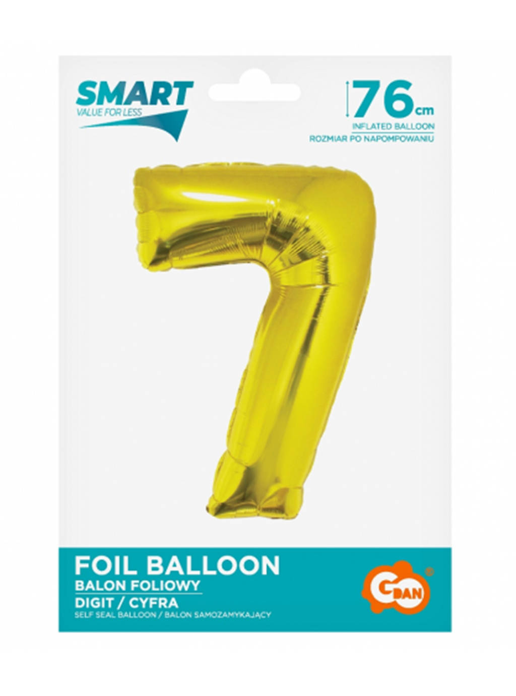 Złoty Balon Smart cyfra "7" -76cm